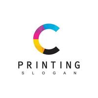 Digital Print Logo Template, Creative Concept Using Colorful  C Initial vector