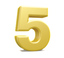 3d number 5 golden png