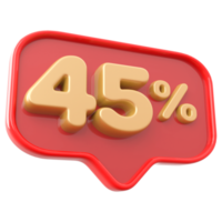 Icon number 45 percent 3d png