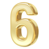 3d gold number 6 png