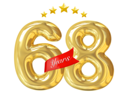 68 anos de aniversário dourado png