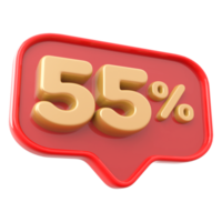 Icon number 55 percent 3d png