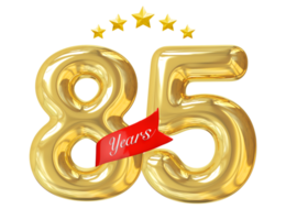 aniversário de 85 anos dourado png