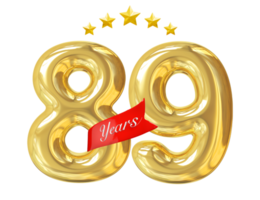 aniversário de 89 anos dourado png