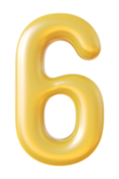 number 6 3d gold png