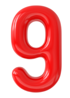 numero 9 3d rosso png