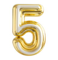 number 5 3d gold png