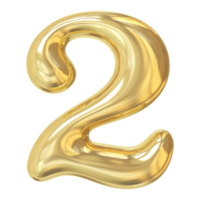 3d gold number 2 png