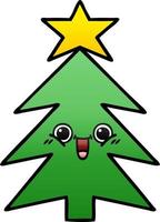 gradient shaded cartoon christmas tree vector