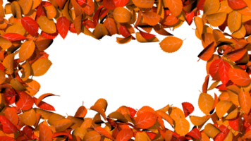 Autumn Leaves Frame Colorful Orange and Yellow Theme, Thanksgiving, 3D Rendering png