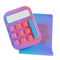 notas e calculadora coloridas da ilustração 3D png