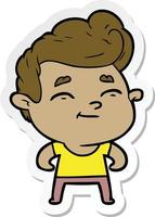 sticker of a happy cartoon man vector