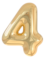 3d number 4 golden png