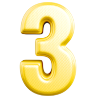 golden number 3 png