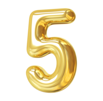 numero 5 3d oro png