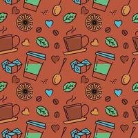 Coffee Cafe Beverage Seamless Pattern Fresh Background vector
