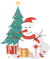 schneemann und geschenkboxen der frohen weihnachten und des guten rutsch ins neue jahr png