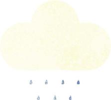 retro illustration style cartoon rain cloud vector