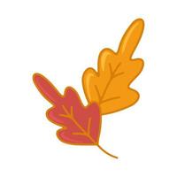 Pair of autumn leaves flat vector isolated illustration