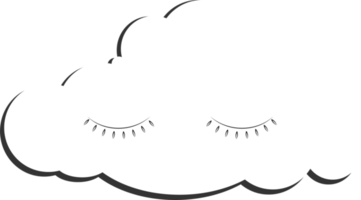 Digital drawing of a white cloud with closed eyes  for children png