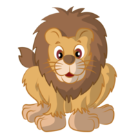 conception de dessin animé de coloriage de lion sur fond transparent png