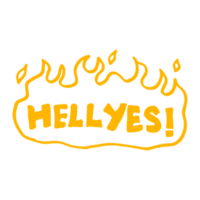 hellyes text hand drawn illustration design png