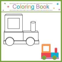 libro para colorear para coche infantil, línea de contorno negra, ilustración de garabato aislado vectorial vector