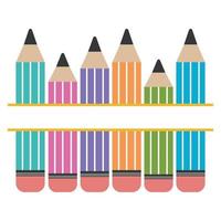 A set of colored pencils with a text frame, color vector isolated illustration