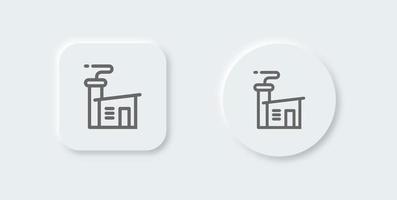 Factory line icon in neomorphic design style. Industrial signs vector illustration.