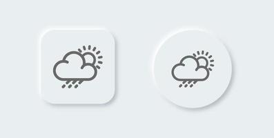 Weather line icon in neomorphic design style. Rainy cloud signs vector illustration.