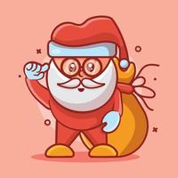 genius santa claus character mascot with think expression isolated cartoon in flat style design vector