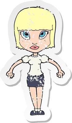 retro distressed sticker of a cartoon pretty woman