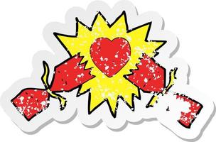 retro distressed sticker of a exploding christmas cracker vector