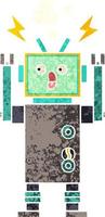 retro illustration style cartoon robot vector