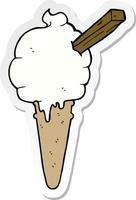 sticker of a cartoon ice cream vector