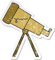 distressed sticker of a cute cartoon telescope vector