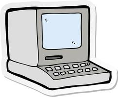 sticker of a cartoon old computer vector