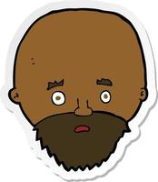 sticker of a cartoon shocked man with beard vector