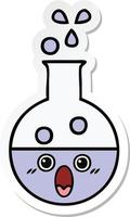 sticker of a cute cartoon test tube vector