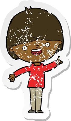 retro distressed sticker of a cartoon happy boy