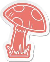 cartoon sticker of a toad stool vector