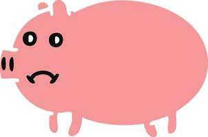 flat color retro cartoon pig vector