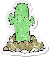 pegatina retro angustiada de un cactus de dibujos animados vector