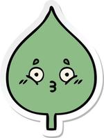 sticker of a cute cartoon expressional leaf vector