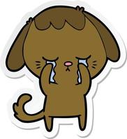 sticker of a cute puppy crying cartoon vector