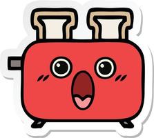 sticker of a cute cartoon of a toaster vector