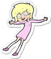 sticker of a cartoon crazy excited girl vector