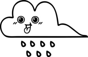 line drawing cartoon rain cloud vector