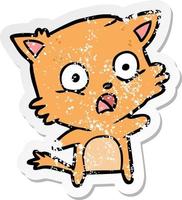 distressed sticker of a cartoon cat vector