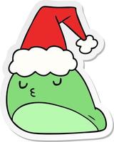 christmas sticker cartoon of kawaii slug vector